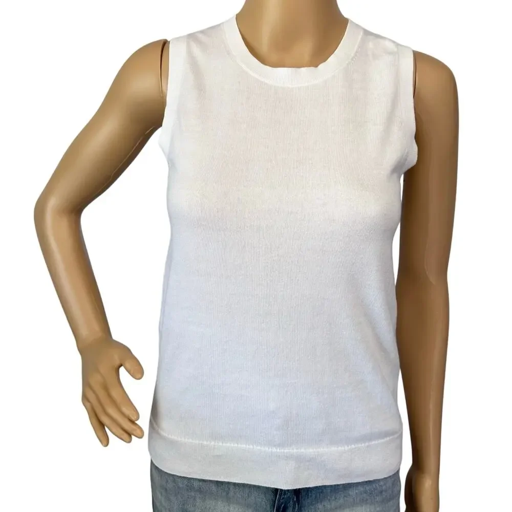 J. Crew Sweater Shell in Classic Cotton White BO375 Size XXS - Picture 4 of 13